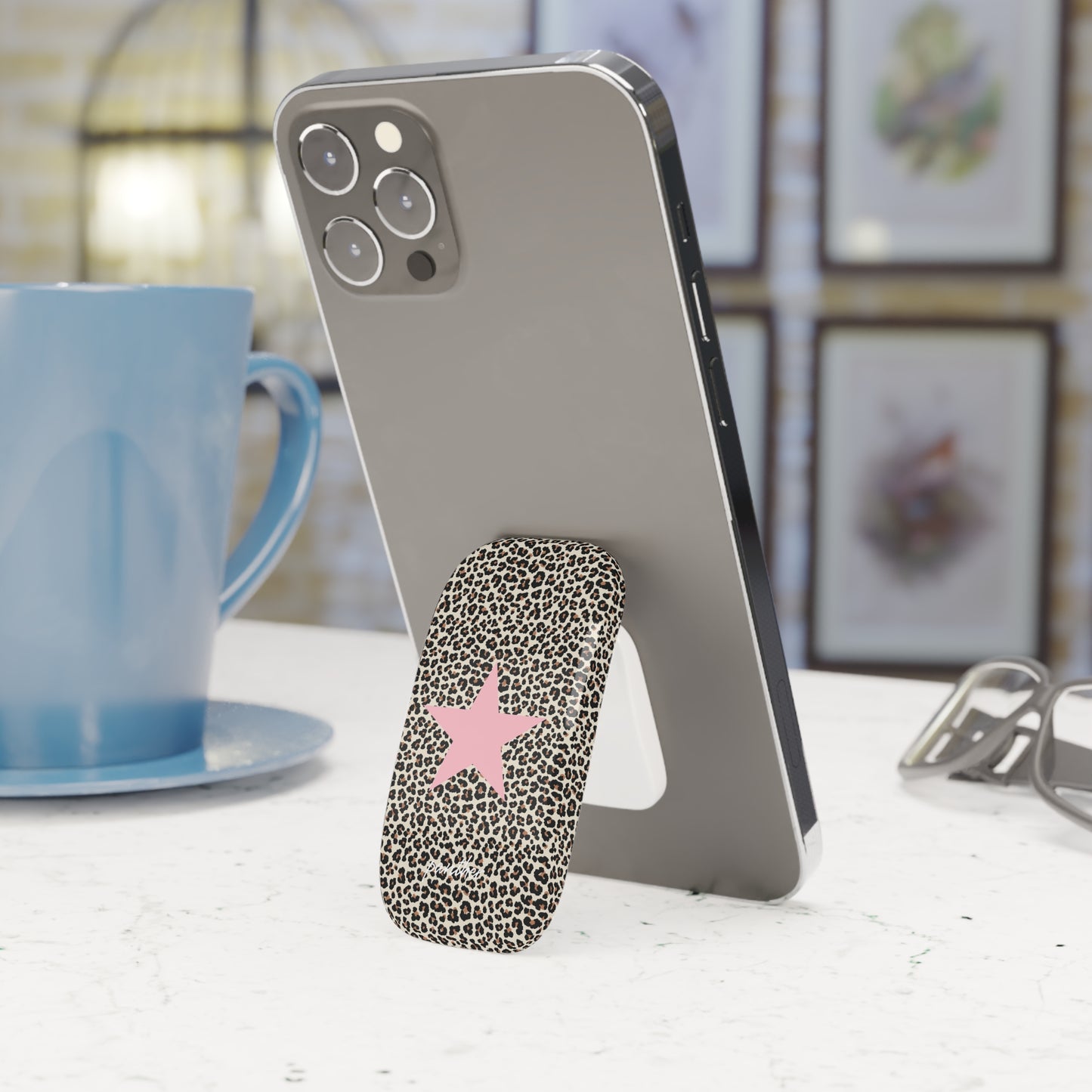 Leopard Star Phone Click-On Grip