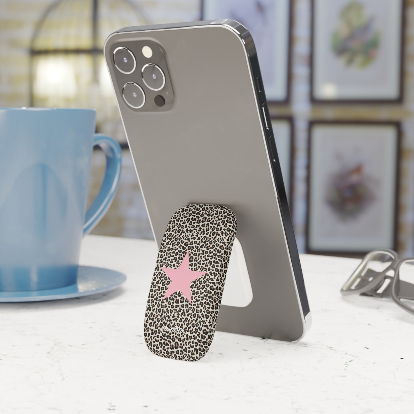 Leopard Star Phone Click-On Grip