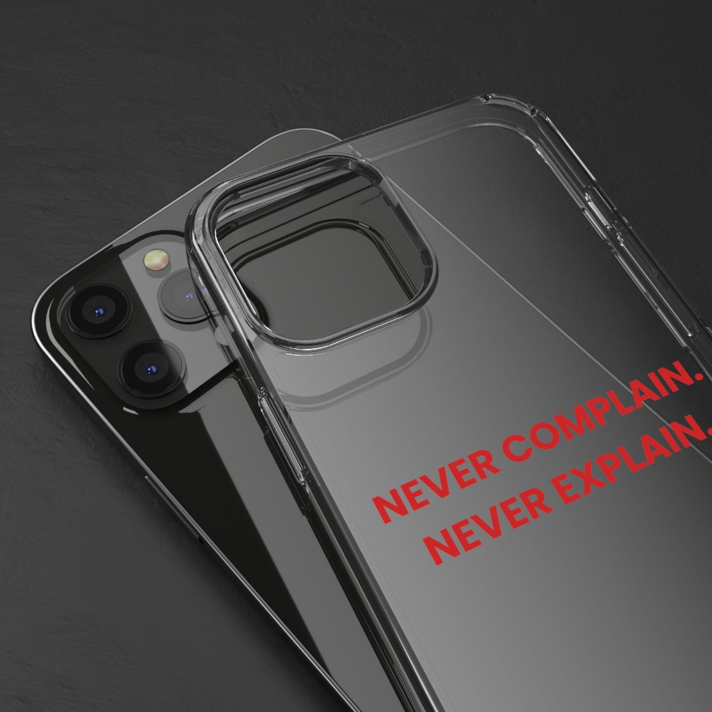“Never Complain Never Explain” Clear Case