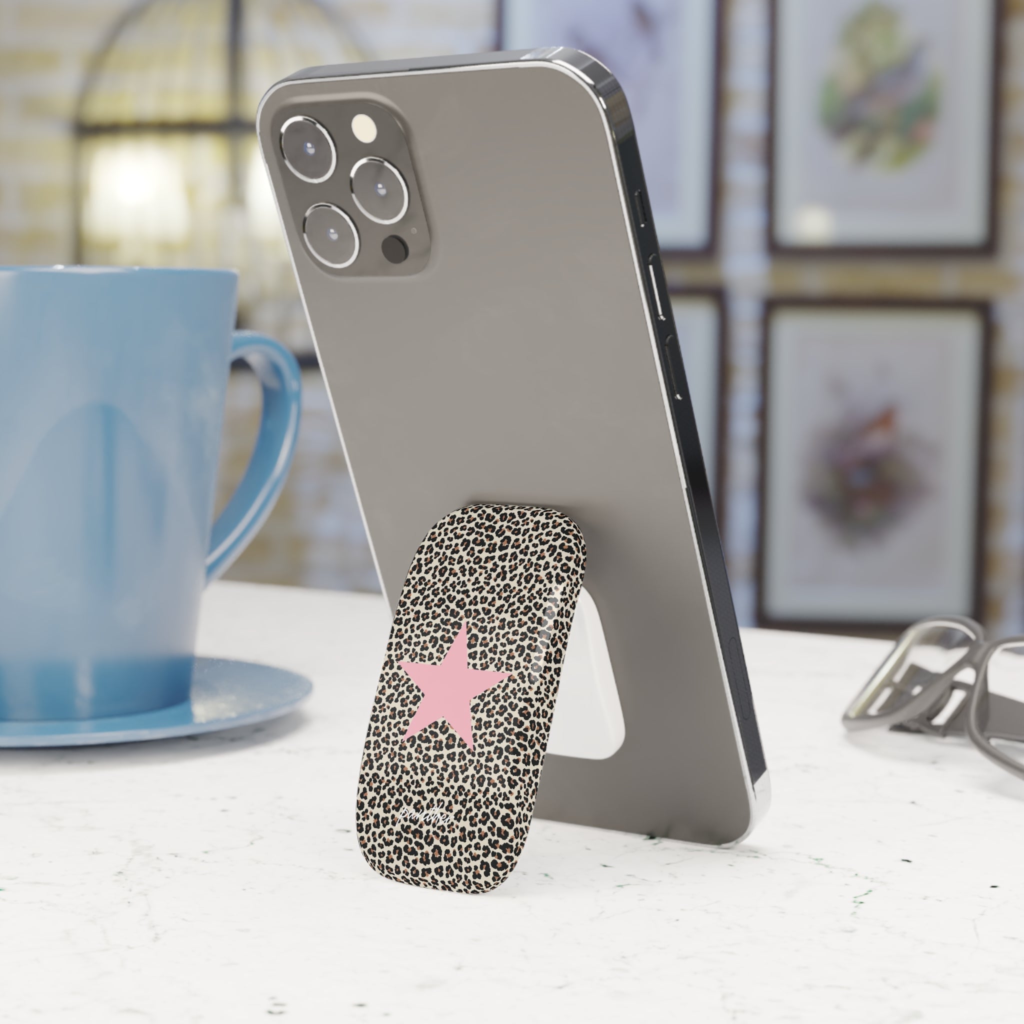 Leopard Star Phone Click-On Grip