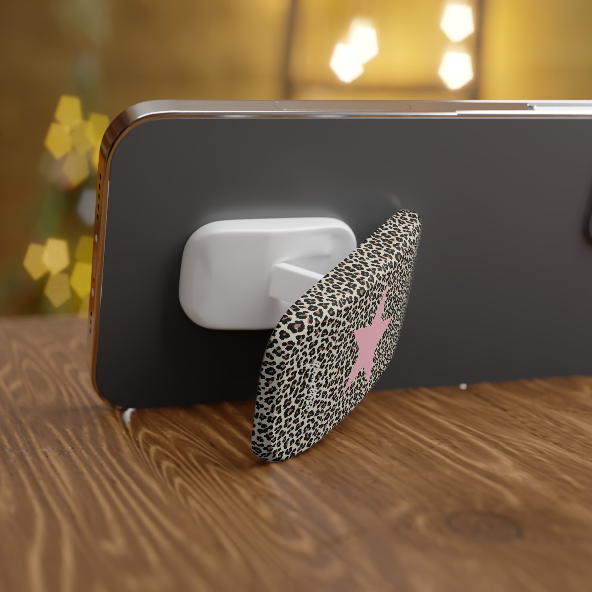 Leopard Star Phone Click-On Grip