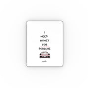 "I Need Money For A Pink Porsche" (White) Apple iPad Case